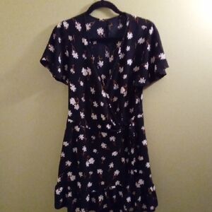Womans S Source Unknown Black Floral Midi Dress Wrap Flowy